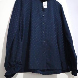 Loft outlet navy polka blouse